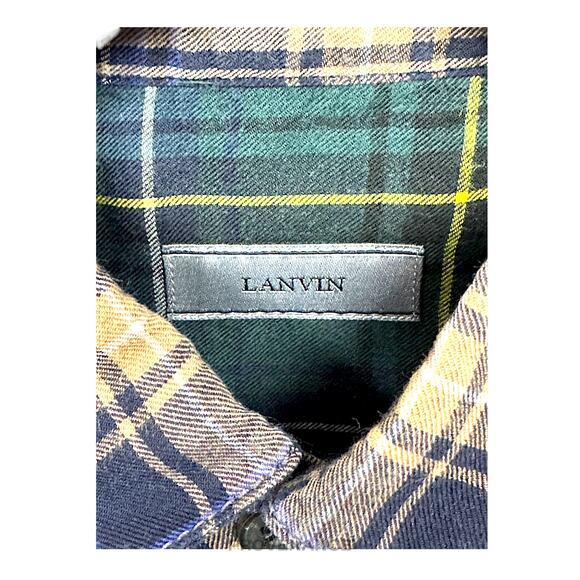 🔴 Lanvin Patchwork Flannel Shirt - Multicolor Plaid 37 14.5 - Picture 7 of 9